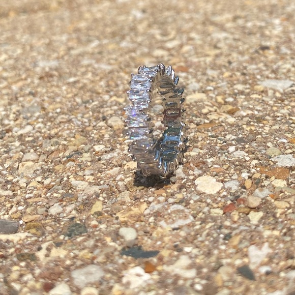 Gold Plated Baguette “T” Shape Stone Ring - Picture 6 of 13